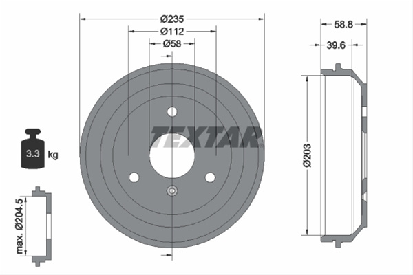 Tambur Frana Textar Smart 94035600