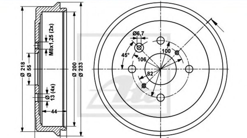 Tambur frana TOYOTA AYGO (WNB1, KGB1) (2005 - 2014) ATE 24.0220-0046.1 piesa NOUA