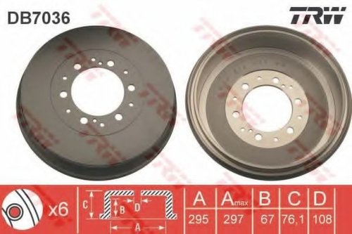 Tambur frana TOYOTA HILUX II pick-up (LN8, RN5, LN6, YN6, YN5, LN5, RN6) (1983 - 2005) TRW DB7036 pi...