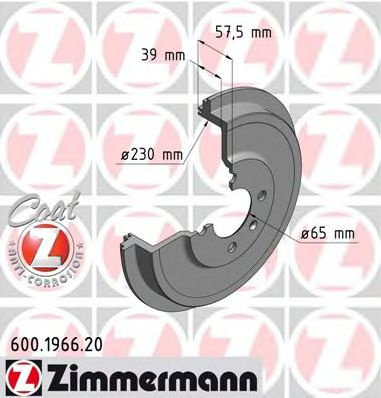 Tambur frana VW CADDY II Combi (9K9B) (1995 - 2004) ZIMMERMANN 600.1966.20 piesa NOUA