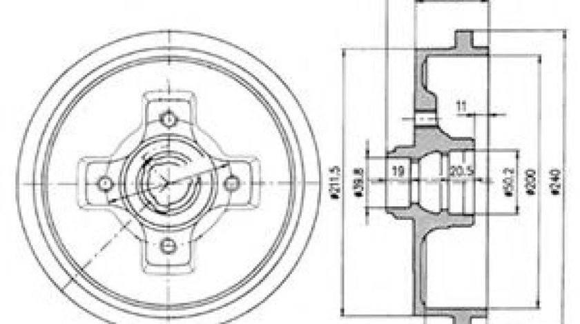 Tambur frana VW CADDY II Pick-up (9U7) (1996 - 2000) DELPHI BF310 piesa NOUA