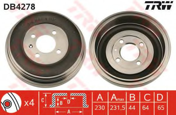 Tambur frana VW GOLF III Variant (1H5) (1993 - 1999) TRW DB4278 piesa NOUA