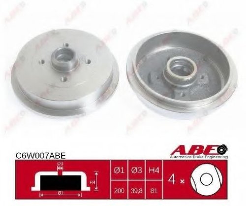 Tambur frana VW GOLF IV Cabriolet (1E7) (1998 - 2002) ABE C6W007ABE piesa NOUA