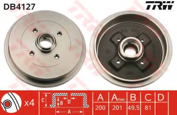 Tambur frana VW POLO (6N2) (1999 - 2001) TRW DB4127 piesa NOUA