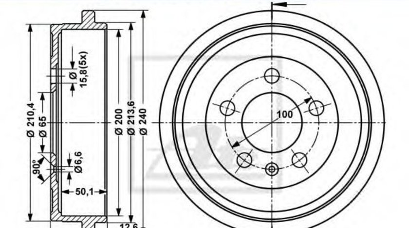 Tambur frana VW POLO (6R, 6C) (2009 - 2016) ATE 24.0220-0037.1 piesa NOUA