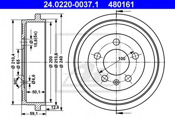 Tambur frana VW POLO (9N) (2001 - 2012) ATE 24.0220-0037.1 piesa NOUA