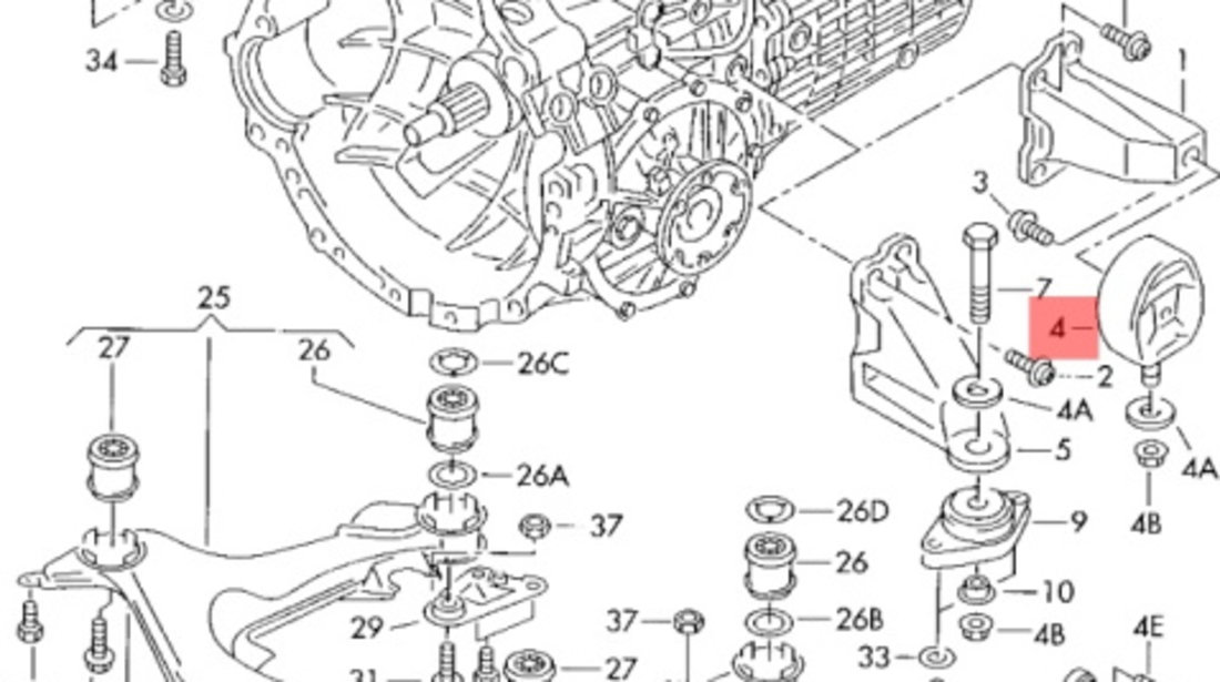 Tampon cutie de viteze Skoda Superb (3U4) Berlina 2005 1.9 TDI SKODA SUPERB (3U4) [ 2001 - 2008 ] OEM 8D0399151H