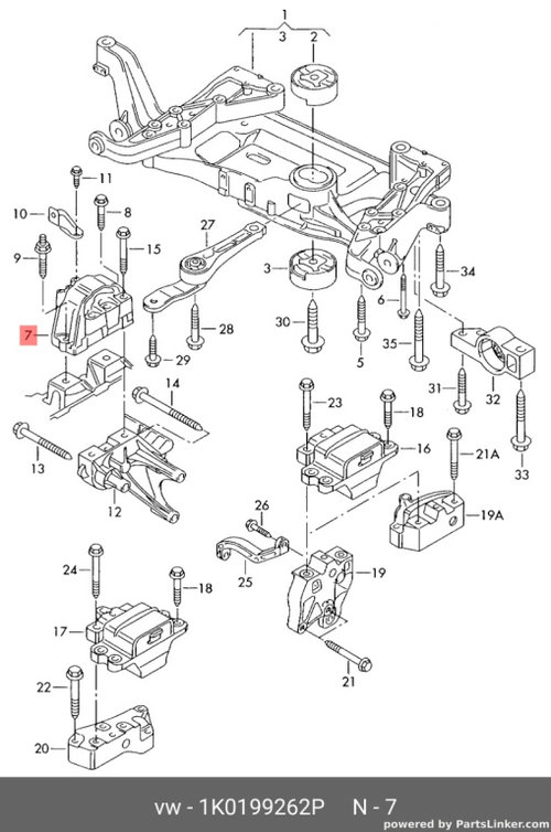 Tampon motor 2.0 TDI (E4) Volkswagen Passat 3C 2007 2008 OEM 1K0199262P