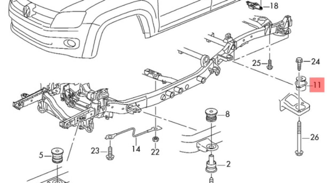 Tampon prindere caroserie Volkswagen Amarok 2H 2015 2016 OEM 2H0801585A