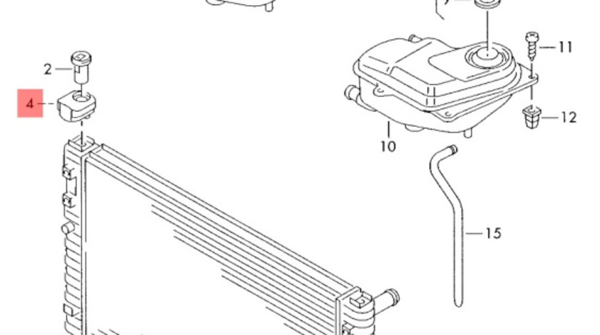 Tampon prindere radiatoare Audi A4 B7 (8E)Berlina 2007 1.9 TDI OEM 4B3121276A