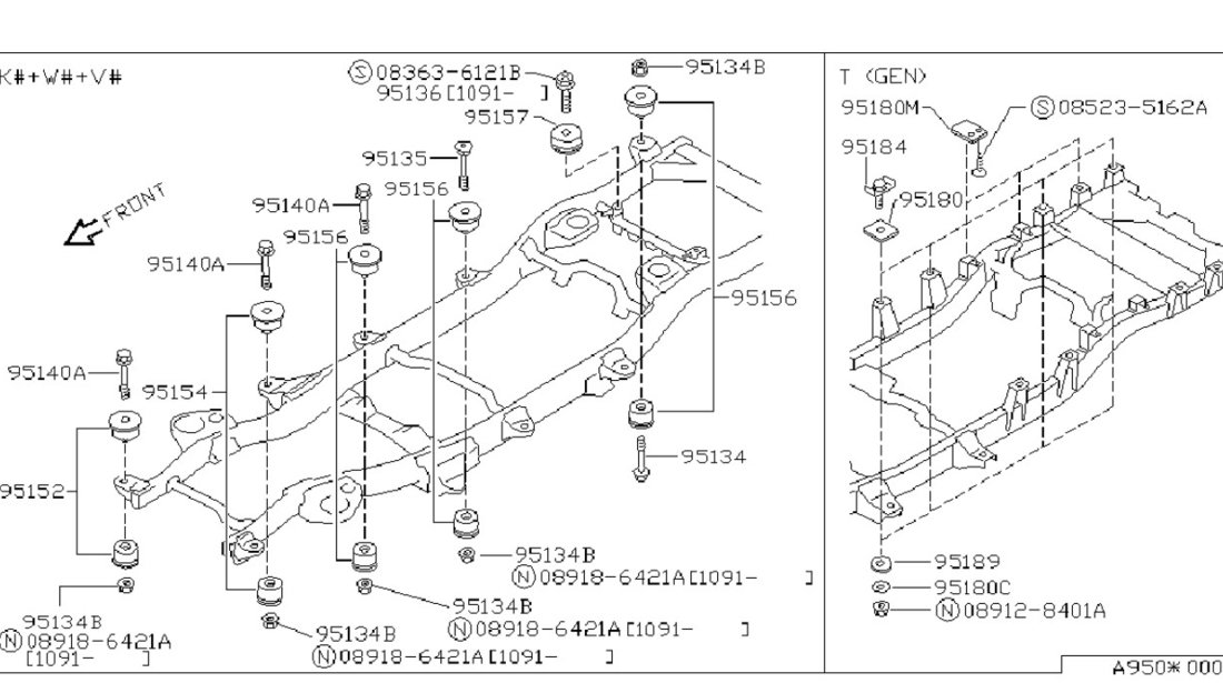 Tampon sasiu Nissan Patrol Y 60 (poz.95152) NISSAN OE 9552006j0a