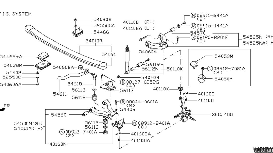 Tampon superior arc transversal fata Nissan Cabstar (poz.54466) NISSAN OE 54466-9X502