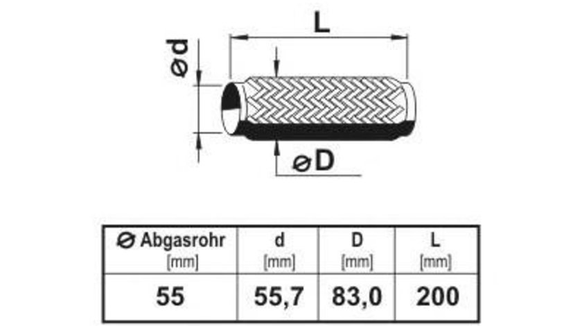 Teava flexibila, esapament ALFA ROMEO 147 (937) (2000 - 2010) ERNST 460057 piesa NOUA