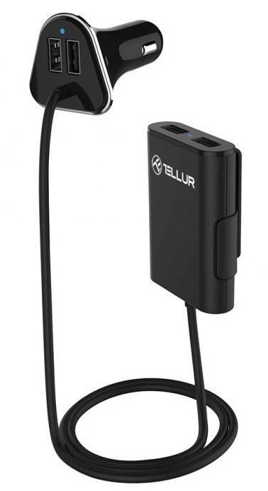Tellur Incarcator De Masina Cu Prelungitor 4 x USB 9.6A Lungime Cablu 1.8M Negru 42504922