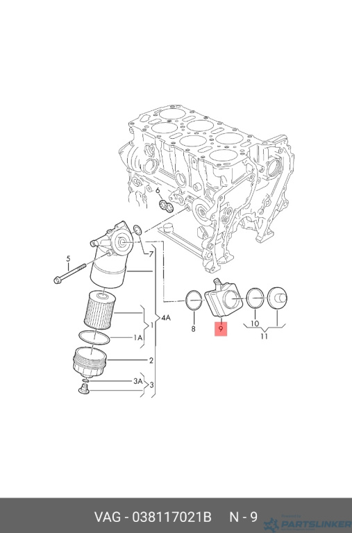 Termoflot Audi A4 B7 (8E) Sedan 2008 2.0 TDI OEM 038117021B