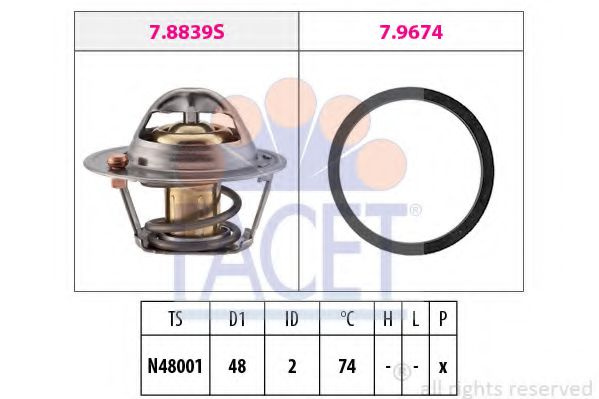 Termostat,lichid racire FORD FOCUS II (DA) (2004 - 2012) FACET 7.8839 piesa NOUA