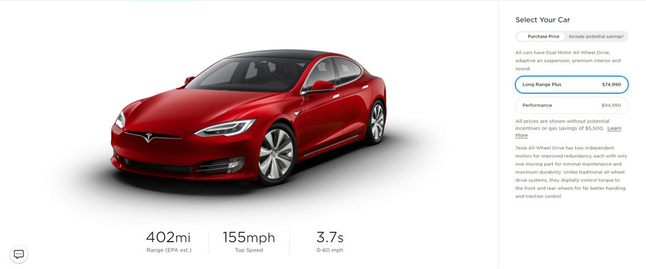 Tesla Model S cu autonomie de 402 mile