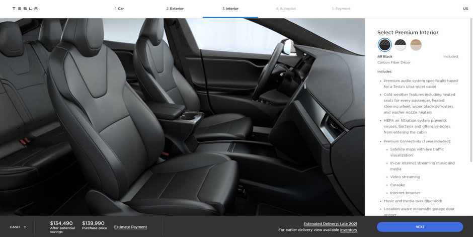 Tesla Model S Plaid - Configurator