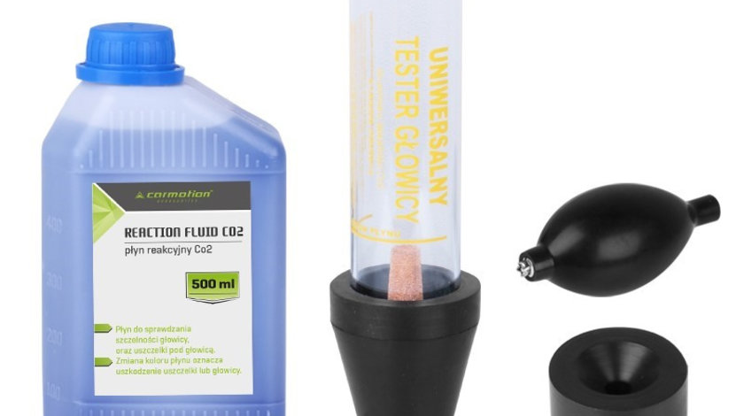 Tester De Etanșeitate Garnitură Cap Co2 + 500 Ml Lichid De Reacție + Pompă Pentru Aspirarea Gazului Din Sistemul De Răcire + Tub Pentru Măsurarea Etanșeității 58670