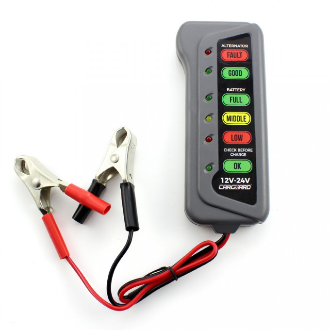 Tester Pentru Baterie Si Alternator 12V–24V Cu Indicatori Led Carguard CBT001