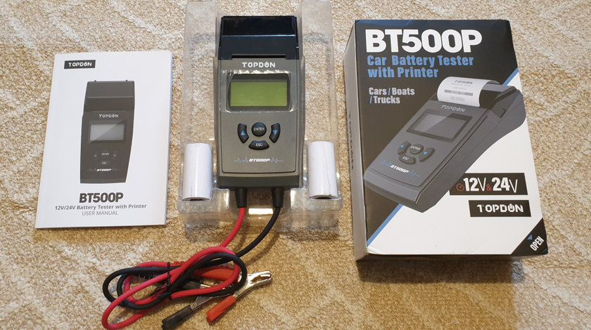 Tester prof. baterii Topdon BT500P cu printer incorporat , 12-24V