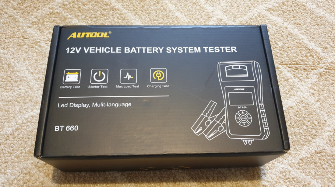 Tester universal baterii acumulatori auto 7-30V AUTOOL BT660 cu imprimanta termica