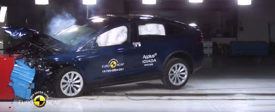 TESTUL pe care Euro NCAP l-a facut in premiera. Uite cum rezista la impact o masina TESLA Model X