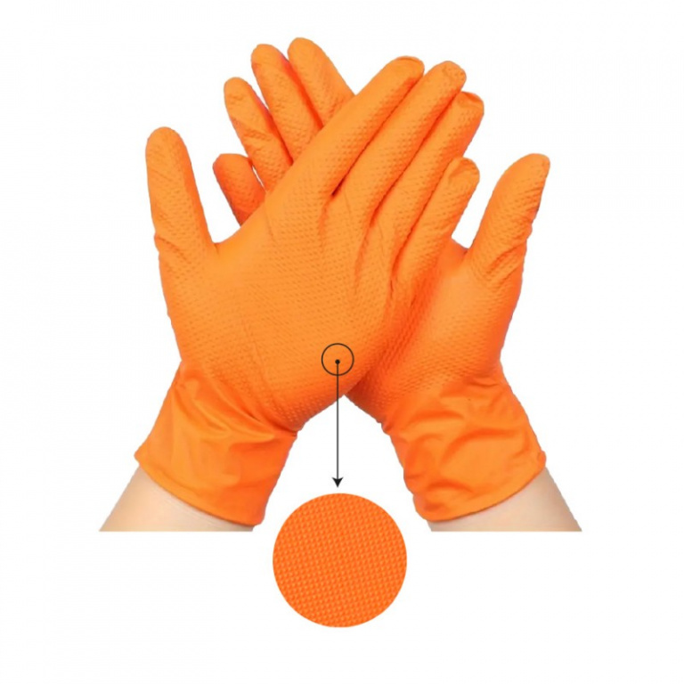 TH-11360-L Manusi din nitril orange, 100 bucati, marime L, TOOLHUB