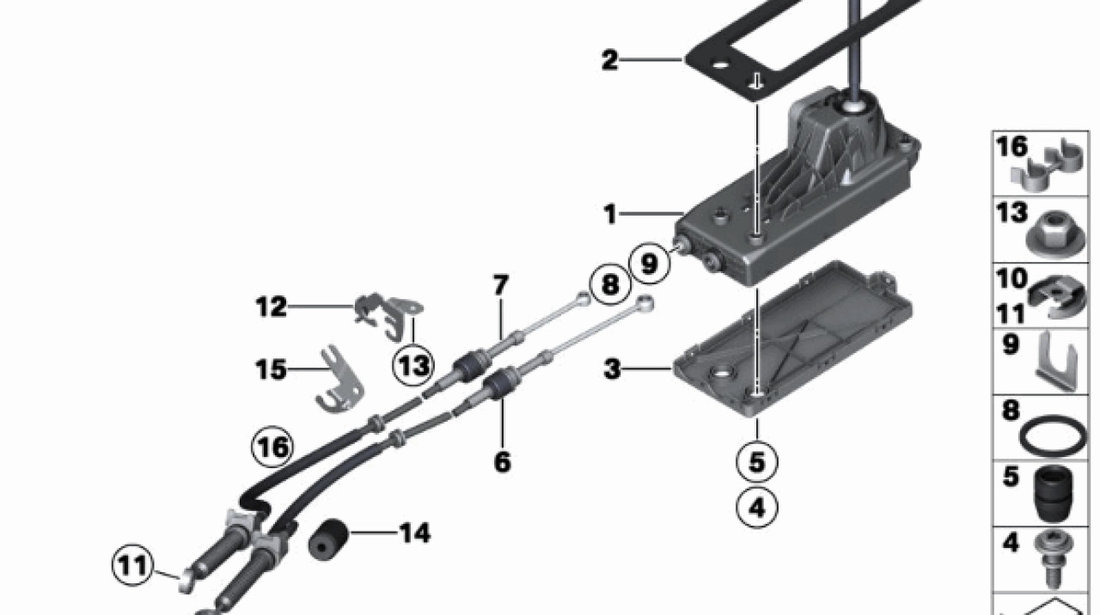 Timonerie schimbator viteze cutie viteza manuala Mini Cooper (poz.6+7) BMW OE 25117594647+25112753893