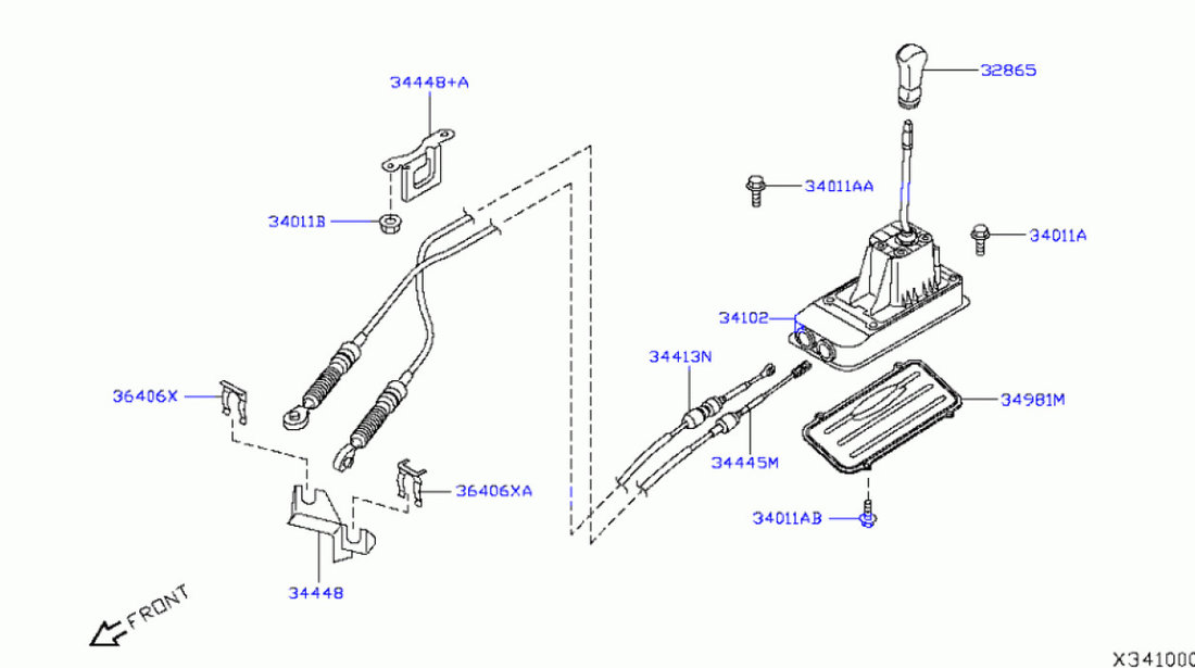 Timonerie schimbator viteze Nissan Tiida NISSAN OE 34415-EM30AZ+34445-EM32A