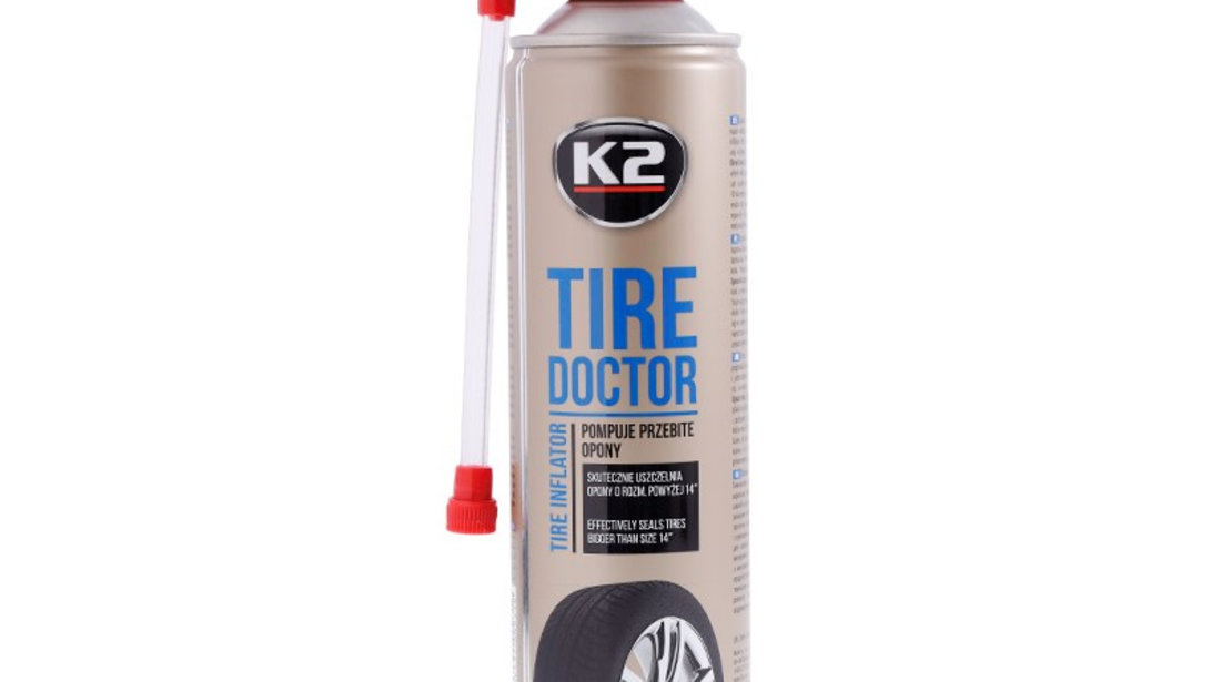 Tire Doctor Aerosol Pentru Etanșarea și Umflarea Anvelopelor Perforate Peste 14``, 500 Ml K2-00931