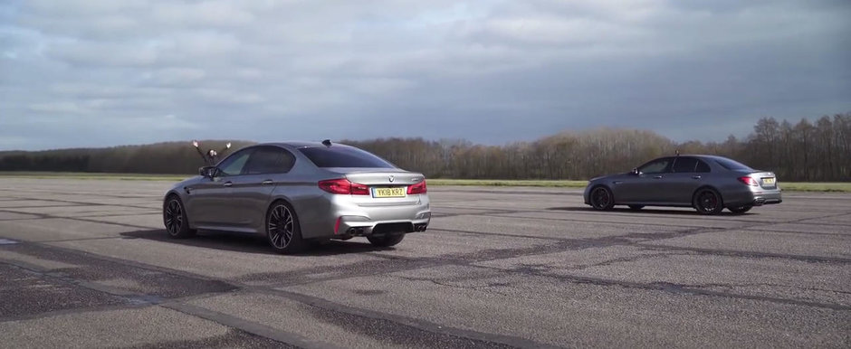 Toata lumea astepta cursa asta. Liniuta intre BMW M5 si Mercedes E63 AMG S Toata lumea astepta cursa asta. Liniuta intre BMW M5 si Mercedes E63 AMG S