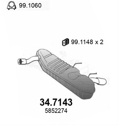 Toba Esapament Finala Asso Vauxhall 34.7143