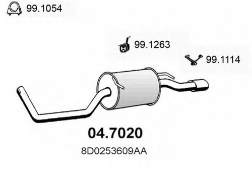 Toba esapament finala AUDI A4 (8D2, B5) (1994 - 2001) ASSO 04.7020 piesa NOUA
