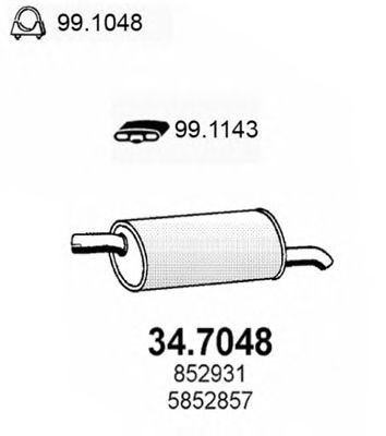 Toba esapament finala OPEL ASTRA F Combi (51, 52) (1991 - 1998) ASSO 34.7048 piesa NOUA