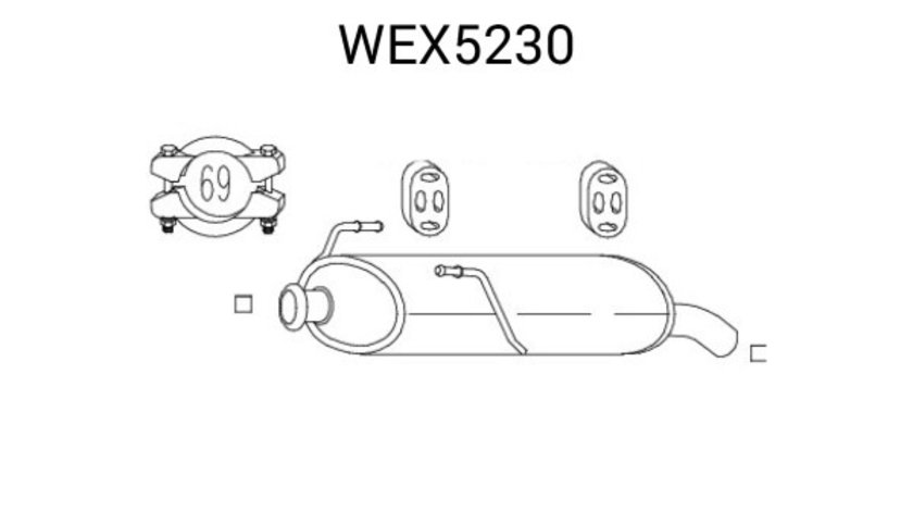 Toba esapament finala PEUGEOT 206 Hatchback (2A/C) (1998 - 2016) QWP WEX5230 piesa NOUA