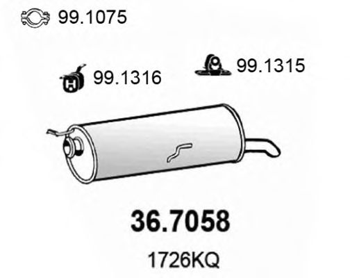 Toba esapament finala PEUGEOT 307 (3A/C) (2000 - 2016) ASSO 36.7058 piesa NOUA