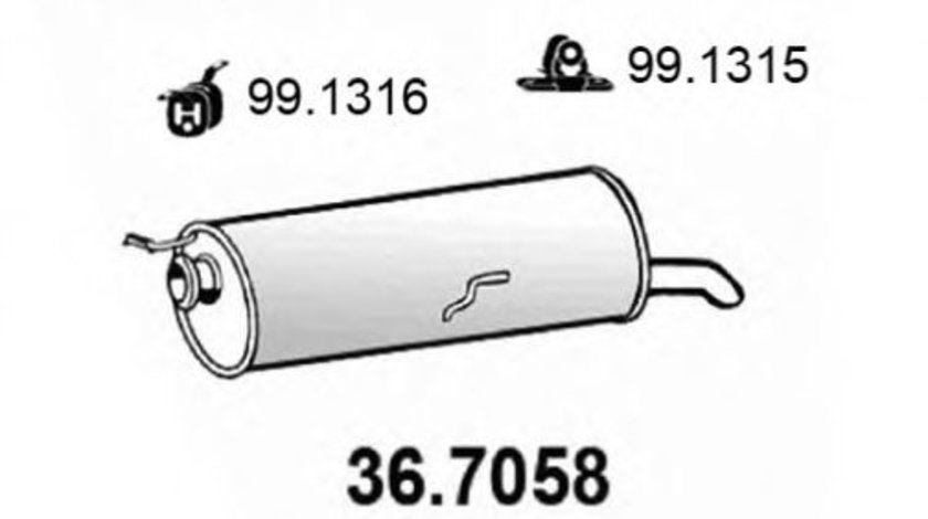 Toba esapament finala PEUGEOT 307 (3A/C) (2000 - 2016) ASSO 36.7058 piesa NOUA