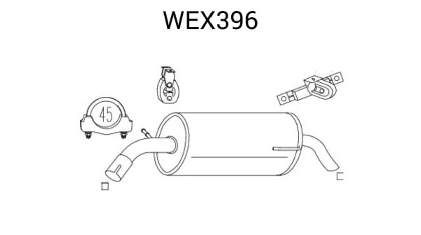 Toba esapament finala VW LUPO (6X1, 6E1) (1998 - 2005) QWP WEX396 piesa NOUA