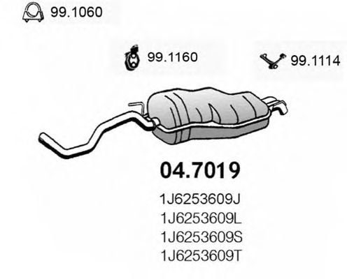 Toba esapament finala VW NEW BEETLE (9C1, 1C1) (1998 - 2010) ASSO 04.7019 piesa NOUA