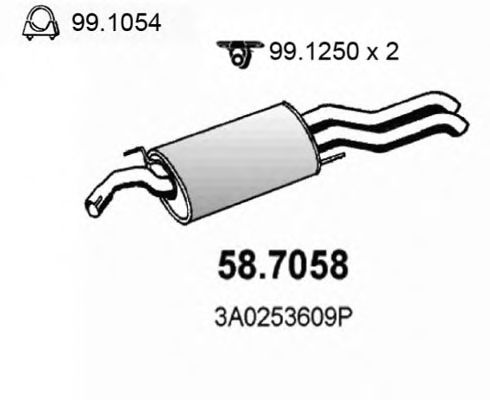 Toba esapament finala VW PASSAT (3A2, 35I) (1988 - 1997) ASSO 58.7058 piesa NOUA