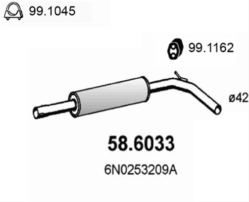 Toba Esapament Intermediara Asso Vw 58.6033