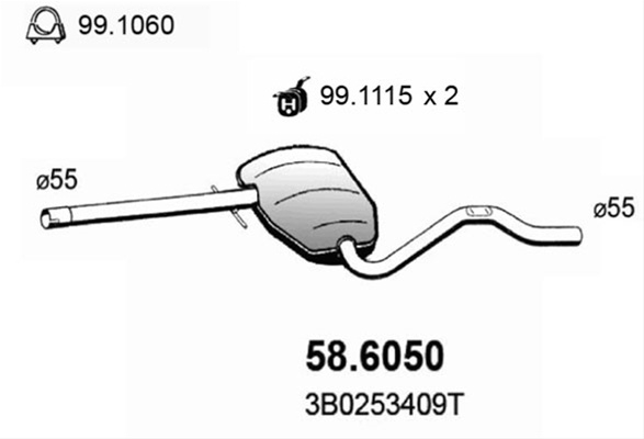 Toba Esapament Intermediara Asso Vw 58.6050