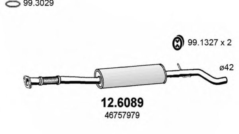 Toba esapament intermediara FIAT PUNTO (188) (1999 - 2016) ASSO 12.6089 piesa NOUA