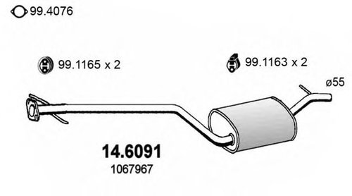 Toba esapament intermediara FORD FOCUS (DAW, DBW) (1998 - 2007) ASSO 14.6091 piesa NOUA