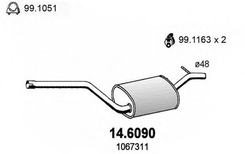 Toba esapament intermediara FORD FOCUS (DAW, DBW) (1998 - 2007) ASSO 14.6090 piesa NOUA