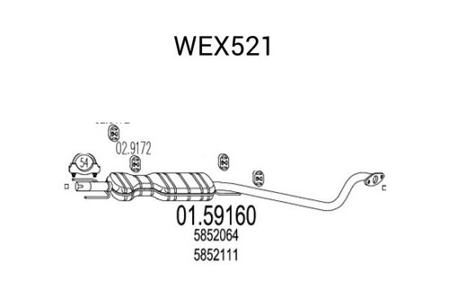 Toba esapament intermediara OPEL ASTRA G Combi (F35) (1998 - 2009) QWP WEX521 piesa NOUA