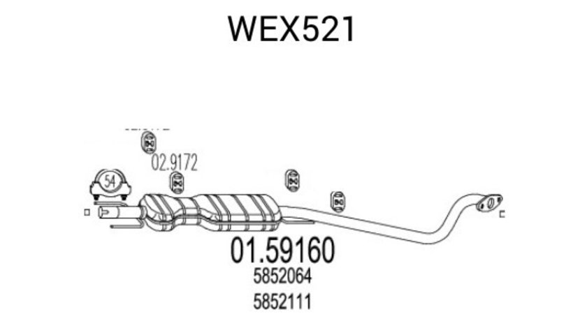 Toba esapament intermediara OPEL ASTRA G Limuzina (F69) (1998 - 2009) QWP WEX521 piesa NOUA