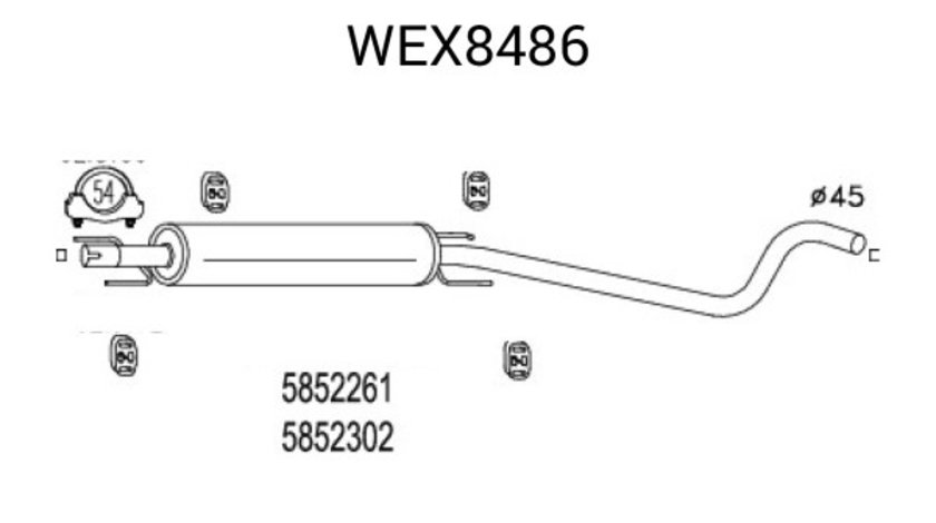 Toba esapament intermediara OPEL ASTRA H (L48) (2004 - 2016) QWP WEX8486 piesa NOUA