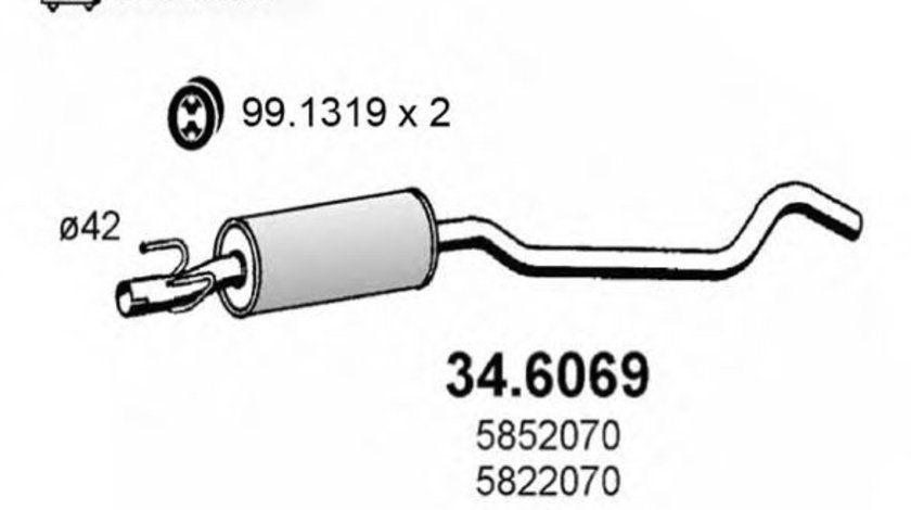 Toba esapament intermediara OPEL CORSA B (73, 78, 79) (1993 - 2002) ASSO 34.6069 piesa NOUA